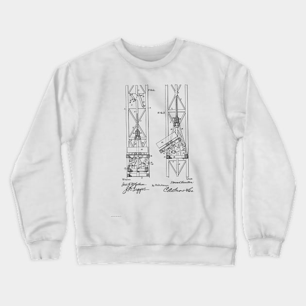 Mine Elevator Vintage Patent Hand Drawing Crewneck Sweatshirt by TheYoungDesigns